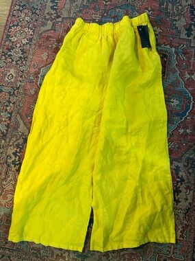bryn Walker Bright Yellow Wide-Leg Linen Pants